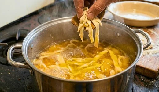 Drop the dumplings into boiling broth