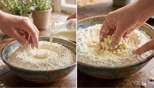 Pour in the buttermilk