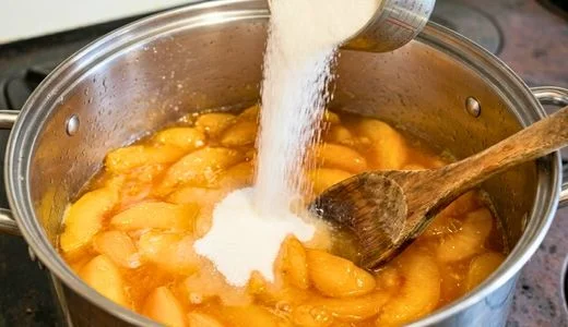 Stew the peaches and butter
